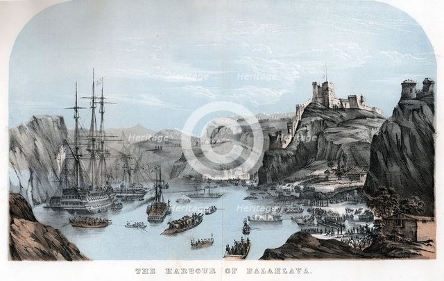 'The Harbour of Balaklava', Crimean War, c1854 (c1860). Artist: Unknown