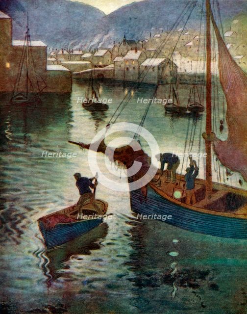 'The Harbour, Polperro', Cornwall, 1924-1926. Artist: Edward Frederick Ertz