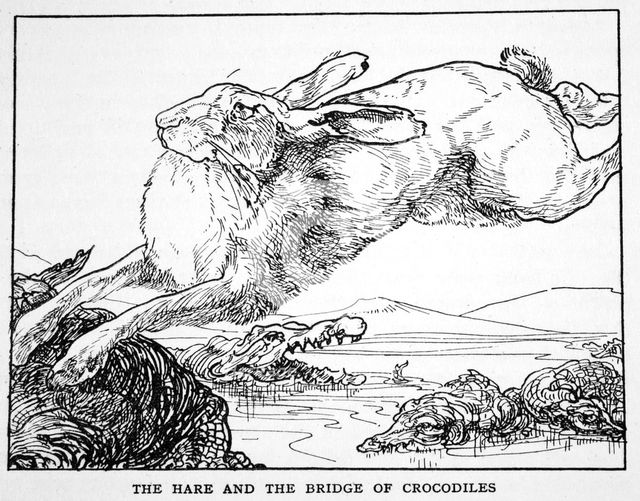 'The Hare and the Bridge of Crocodiles', 1925.  Creator: Unknown.