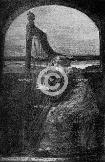 'The Harp Player', 1900. Artist: Unknown