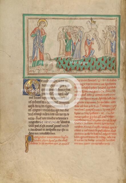 The Harp-Playing Victors on the Sea of Glass; Dyson Perrins Apocalypse, about 1255-1260. Creator: Unknown.