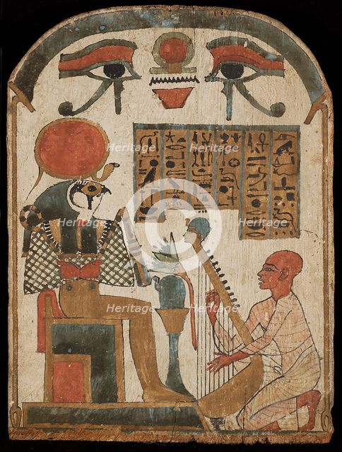 The harpist's stele. Djedkhonsuefankh, High Priest of Amun plays and sings before Ra-Horakhty, 1069-