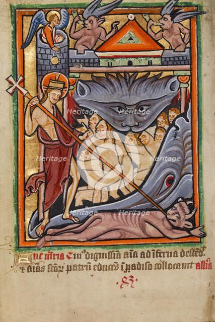 The Harrowing of Hell, about 1190-1200; text added about 1480-1490. Creator: Unknown.