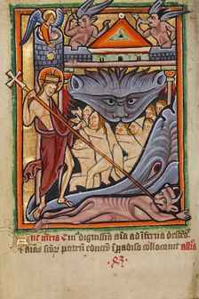 The Harrowing of Hell, about 1190-1200; text added about 1480-1490. Creator: Unknown