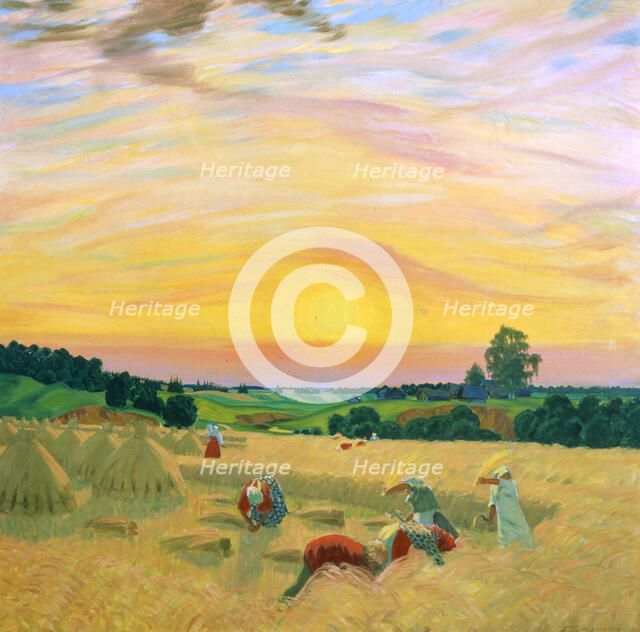 'The Harvest', 1914.  Artist: Boris Mikhajlovich Kustodiev 