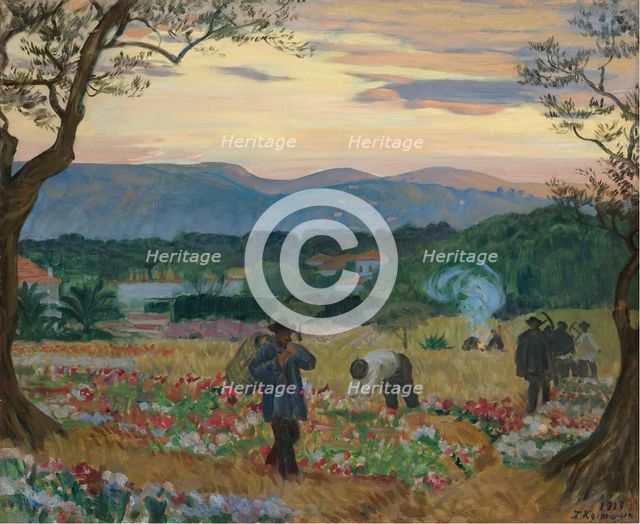 The Harvest Flowers, 1913. Artist: Kustodiev, Boris Michaylovich (1878-1927)