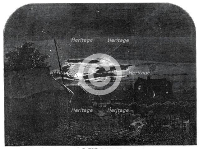 "The Harvest Moon", by E. Warren, from the exhibition of the New Water-colour Society, 1860. Creator: Horace Harral.