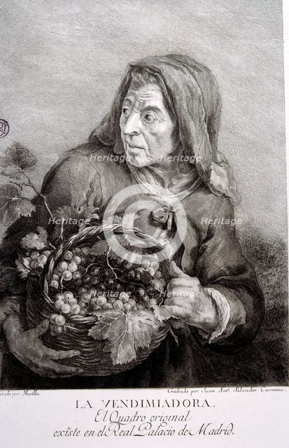 The harvester woman', engraving by Murillo.