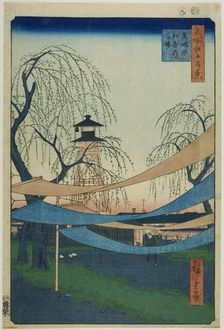 The Hatsune Riding Grounds at Bakuro-cho (Bakuro-cho Hatsune no Baba), from the..., 1857. Creator: Ando Hiroshige