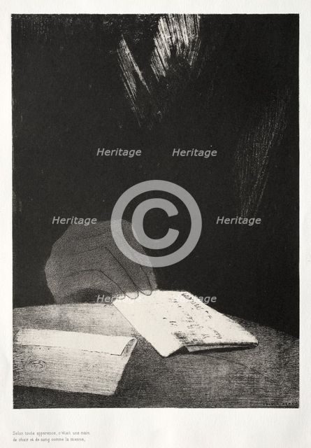 The Haunted House: It Was a Hand, Seemingly as Much of Flesh and Blood as My Own, 1896. Creator: Odilon Redon (French, 1840-1916); Auguste Clot (French, 1858-1936).