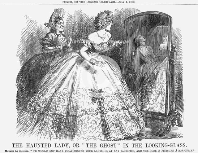 'The Haunted Lady, Or The Ghost In the Looking-Glass', 1863. Artist: John Tenniel