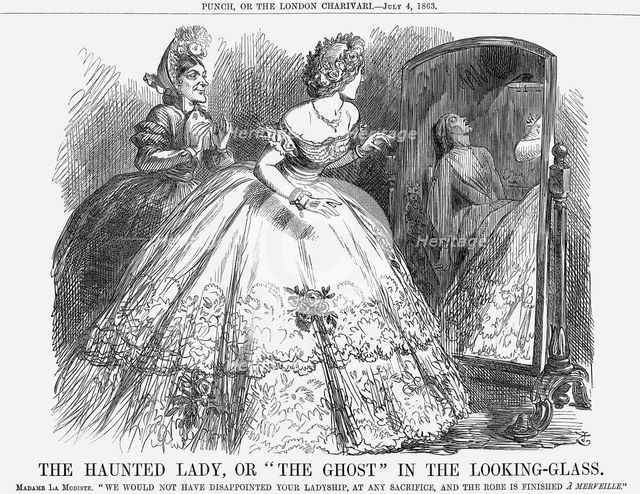 'The Haunted Lady, Or "The Ghost" In the Looking-Glass', 1863. Creator: John Tenniel.