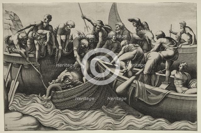 The Haul of Monstrous Fish, mid-1500s. Creator: Adamo Scultori (Italian, c. 1530-1585).