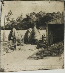 The Haystacks, 1887/89. Creator: Julian Alden Weir
