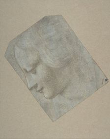 The Head of a Woman in Profile Facing Left, 1490-1500. Creator: Follower of Leonardo da Vinci