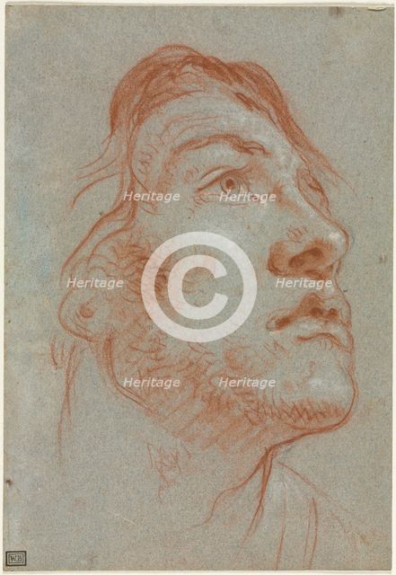 The Head of a Young Man Looking Upwards to the Right, before 1752. Creator: Giovanni Battista Tiepolo (Italian, 1696-1770).