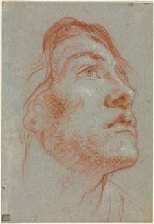 The Head of a Young Man Looking Upwards to the Right, before 1752. Creator: Giovanni Battista Tiepolo (Italian, 1696-1770)