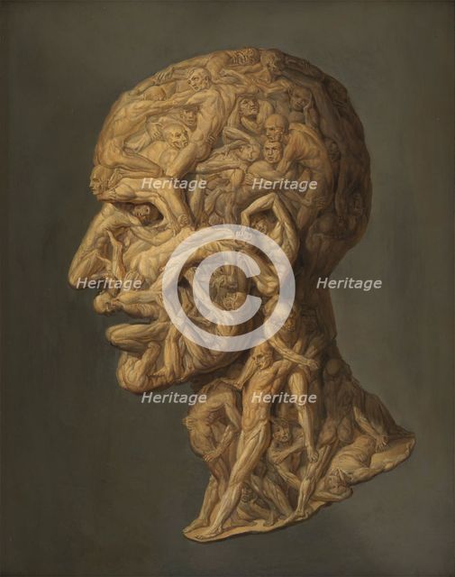 The head of a man composed of writhing nude figures. Creator: Filippo Balbi.