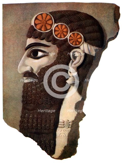 The head of an Assyrian priest or winged divinity, 1933-1934. Artist: Unknown