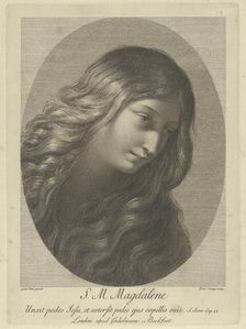 The head of Mary Magdalene looking down to the right, in an oval frame, after Ren..., ca. 1745-1803. Creator: Domenico Cunego