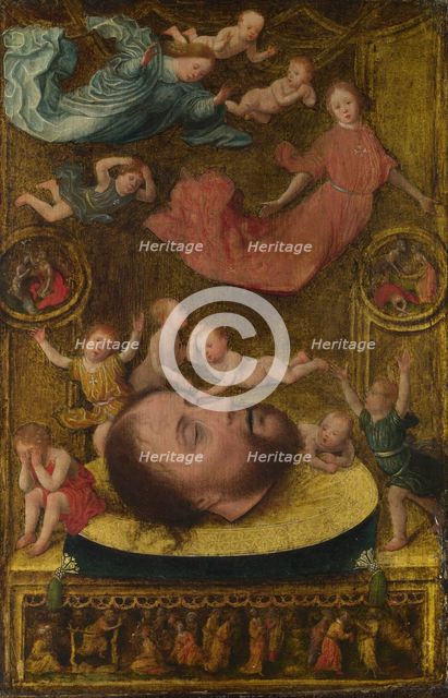 The Head of Saint John the Baptist, with Mourning Angels and Putti, Early16th cen.. Artist: Mostaert, Jan (1472/73-1555/56)