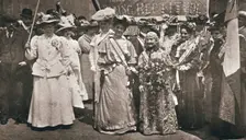 The head of the Women's Sunday Procession to Hyde Park, London, 21 June 1908. Creator: Unknown