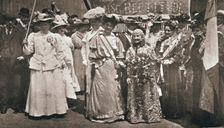 The head of the Women's Sunday Procession to Hyde Park, London, 21 June 1908. Creator: Unknown