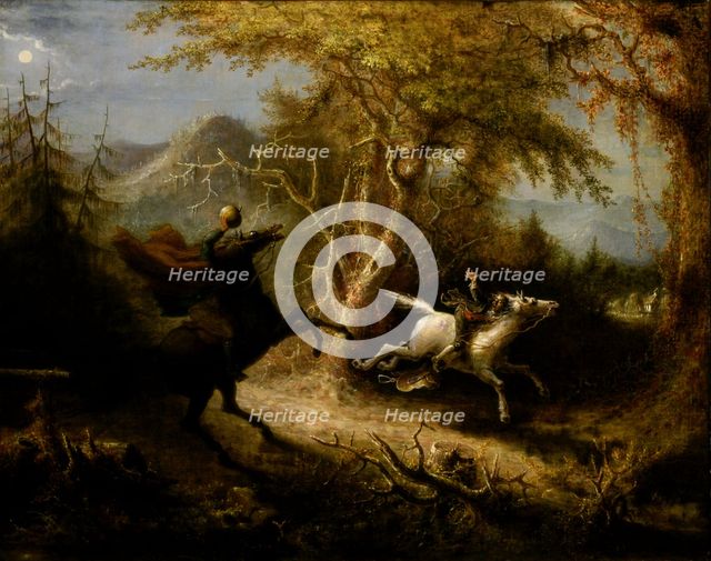 The Headless Horseman Pursuing Ichabod Crane, 1858. Creator: John Quidor.