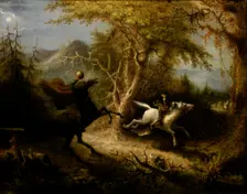 The Headless Horseman Pursuing Ichabod Crane, 1858. Creator: John Quidor