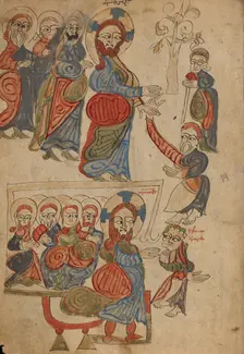The Healing of the Blind; The Healing of the Possessed, 1386. Creator: Unknown