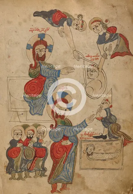 The Healing of the Paralytic; The Raising of Lazarus; Gospel Book, 1386. Creator: Unknown.