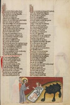 The Healing of the Paralytic at the Pool of Bethesda; Weltchronik, about 1400-1410. Creator: Unknown