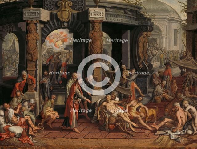 The Healing of the Paralytic, Pool of Bethesda, 1575. Creator: Pieter Aertsen.