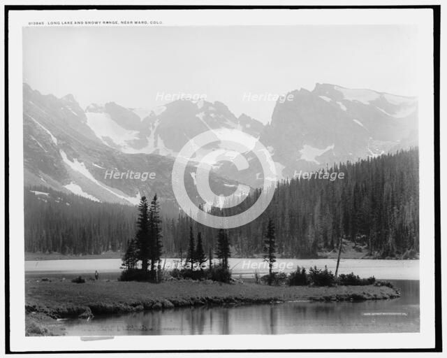 The heart of the Rockies, Long Lake & snowy range near Ward, Colo., c1901. Creator: William H. Jackson.