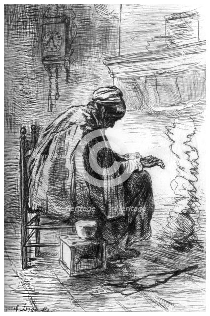 'The Hearth', c1880-1882.Artist: Jozef Israels