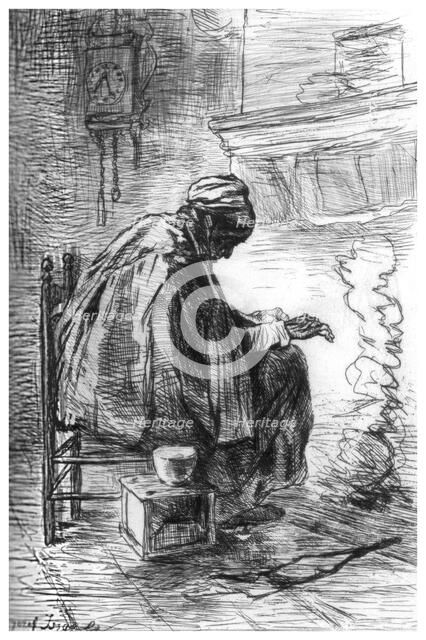 'The Hearth', c1880-1882.Artist: Jozef Israels