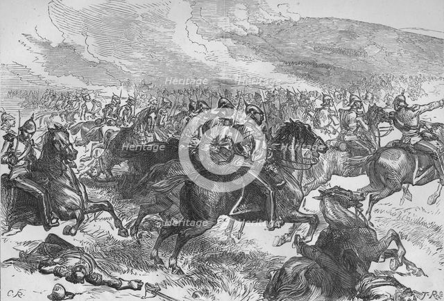 'The Heavy Cavalry Charge at Balaclava', c1880. Artist: C.R..