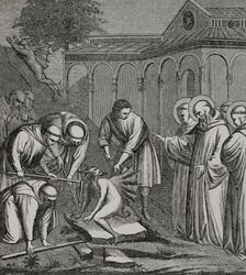 The Heavy Stone - episode from the life of Saint Benedict of Nursia (480-547), 1387 (1877). Creator: Unknown