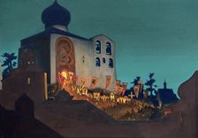 The Heavenly Forces are Serving with us invisibly (Easter Night), 1934. Creator: Roerich, Nicholas (1874-1947)
