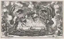 The hellmouth, set design from Il Pomo D'Oro 1668. Creator: Mathäus Küsel