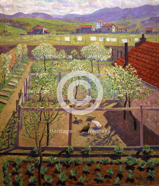 The henhouse', oil by Darío de Regoyos.