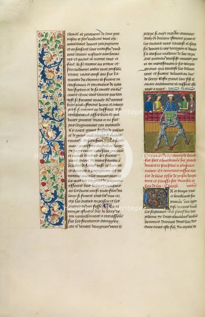 The Hermit Being Shaved; Barlaam und Josaphat, 1469. Creators: Hans Schilling, Diebolt Lauber.