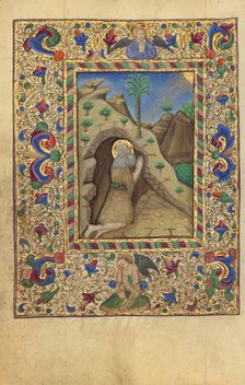 The Hermit Honofrius in Prayer; Book of Hours, about 1460. Creator: Unknown
