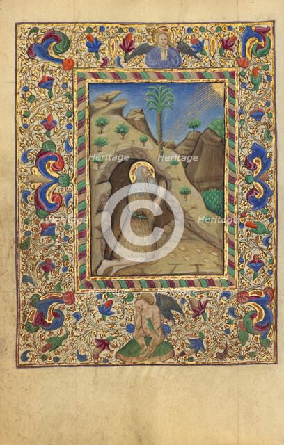 The Hermit Honofrius in Prayer; Book of Hours, about 1460. Creator: Unknown.