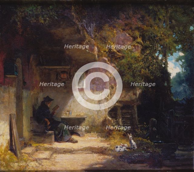The Hermit in front of His Retreat, 1844. Creator: Carl Spitzweg.