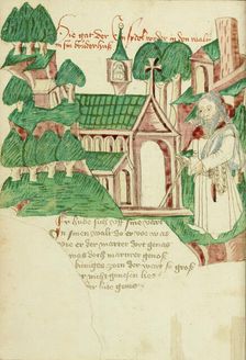 The Hermit Returning to his Cell; Barlaam und Josaphat, 1469. Creators: Hans Schilling, Diebolt Lauber