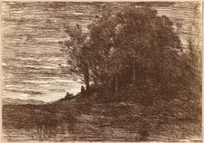 The Hermit's Woods, or the Banks of Lake Trasimène (Le Bois de l'Hermite, ou les...), 1858. Creator: Jean-Baptiste-Camille Corot