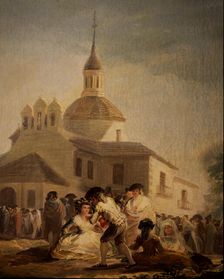 The Hermitage of San Isidro in Madrid 1788, detail oil by Goya