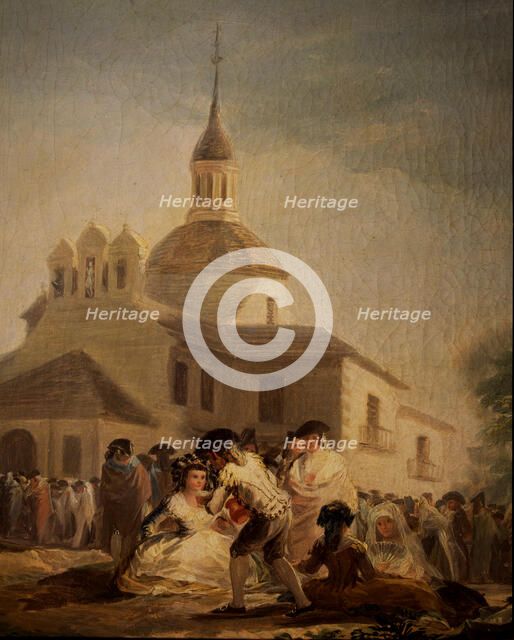 The Hermitage of San Isidro in Madrid', 1788, detail oil by Goya.