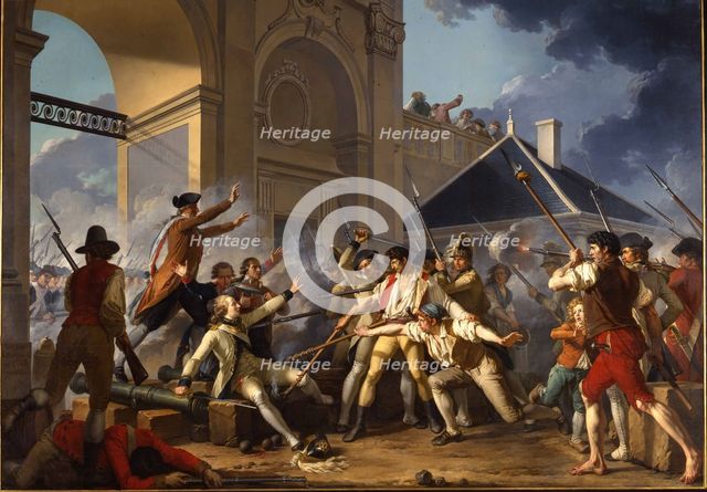 The heroic courage of the young Désilles, August 31, 1790, in the Nancy Affair, 1794. Artist: Le Barbier, Jean-Jacques-François (1738-1826)